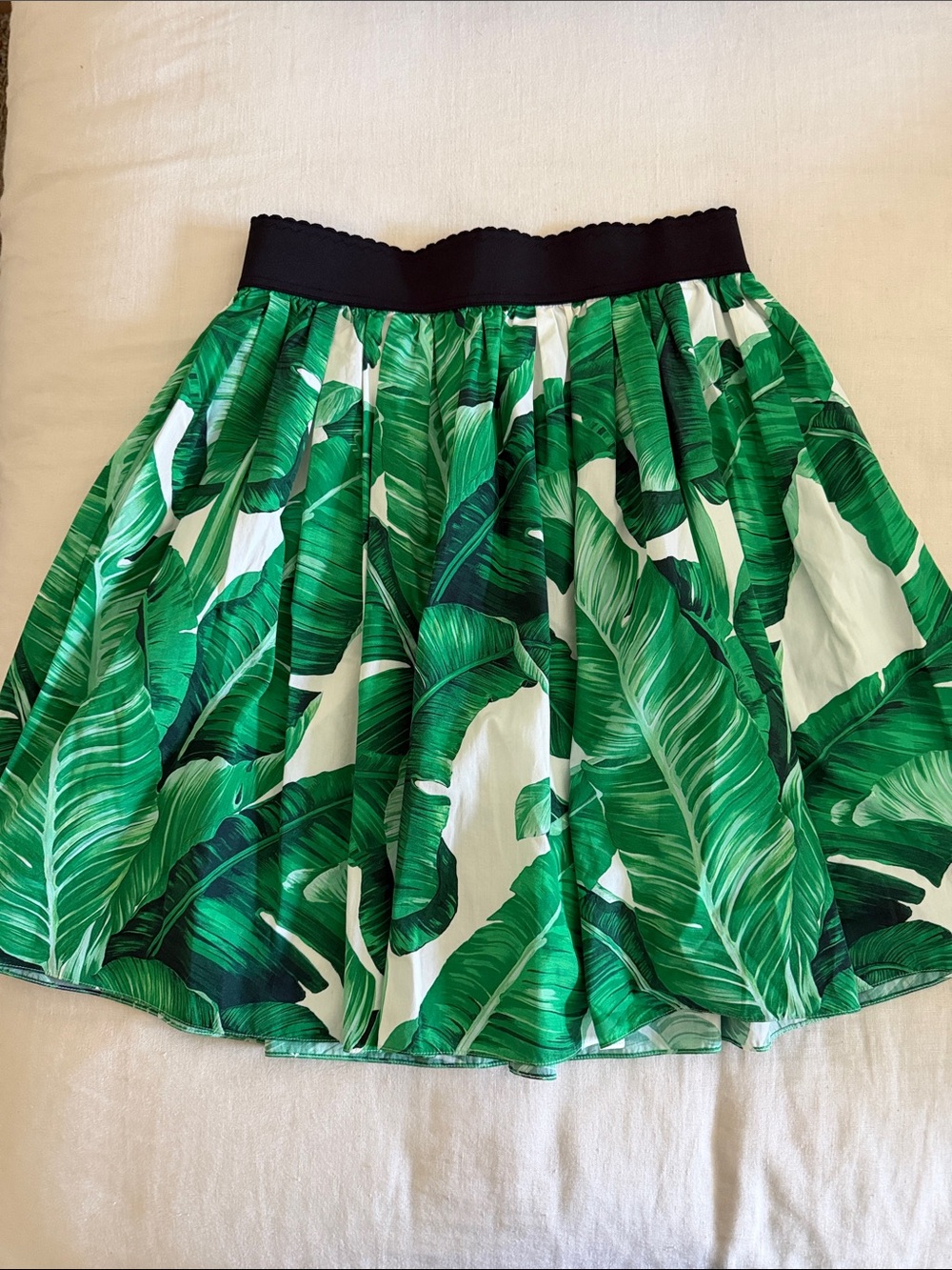 Dolce & Gabbana Green Leaf-Print Skirt